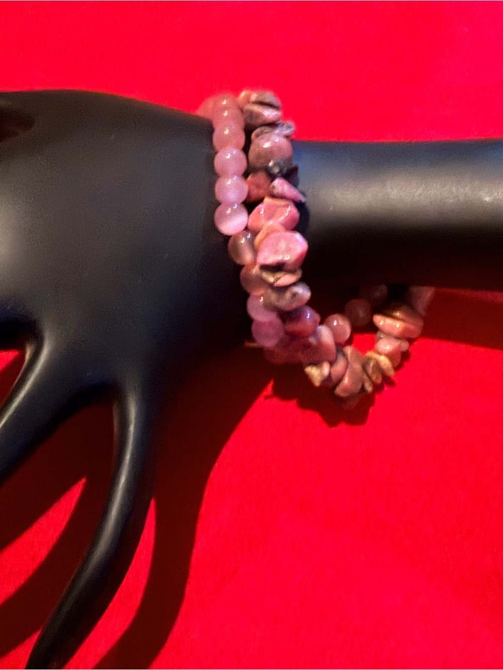 2 Piece Handcrafted Pink Beaded Stretch Bracelet